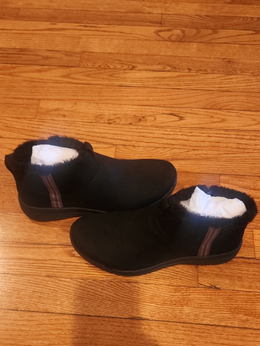 Ryka Black Suede-Look Faux Fur Ankle Booties
